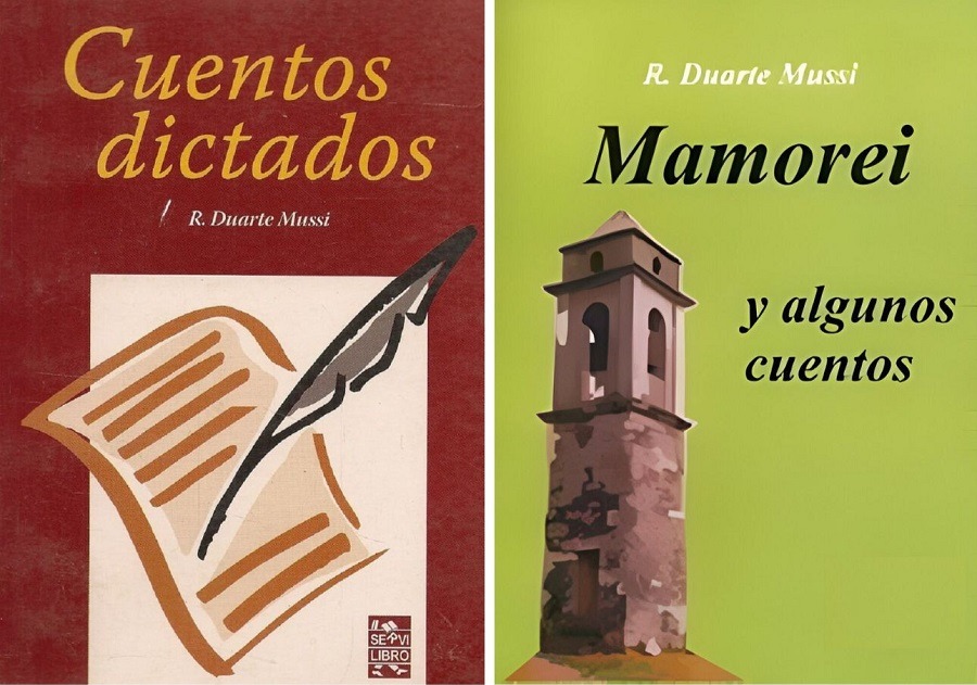 Tapas de los libros “Cuentos dictados” y “Mamorei” de Rolando Duarte Mussi. Cortesía