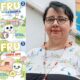 Portadas de “Fru va a la escuela” y “Fru y el chipa apo”, junto a su autora, Estela Asilvera. Cortesía