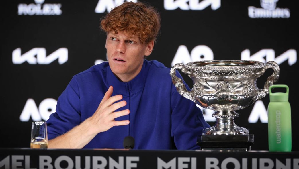 Jannik Sinner en rueda de prensa tras ganar el Open de Australia. Foto: La Sexta.