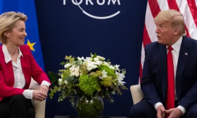 La presidenta de la Comisión Europea, Ursula von der Leyen, y el presidente estadounidense Donald Trump. Foto: DW