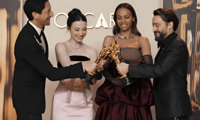 Adrien Brody, Mikey Madison, Zoe Saldaña y Kieran Culkin. Ganadores de actuación de los Oscar 2025 © Jordan Strauss