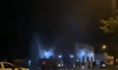 Imagen del incendio en sucursal del BNF. Foto: Captura de AhoraPy