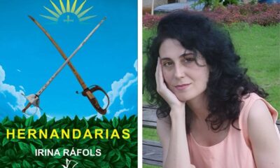 Portada del libro "Hernandarias" y su autora Irina Ráfols. Cortesía