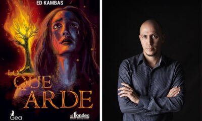 Portada del libro "Lo que arde" y su autor Ed Kambas. Cortesía